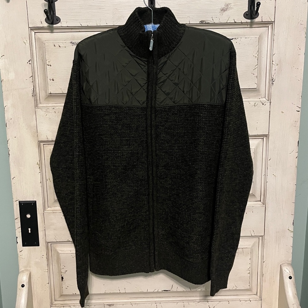 GIOBERTI Men's Olive Full Zip Cardigan Sweater Size L
